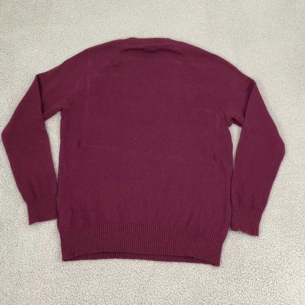 J. Crew Lambs Wool Blend Sweater Men XL Burgundy‎ Preppy Classic Crewneck